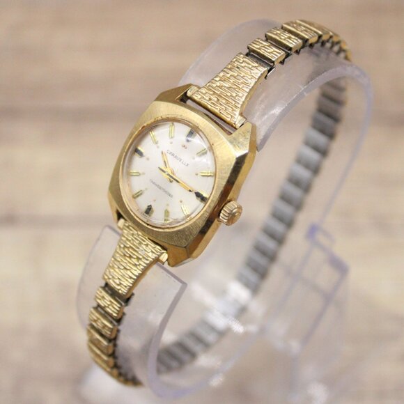 Vintage Caravelle By Bulova Watch Women Gold Tone Round Dial Stretch Band - Picture 4 of 8
